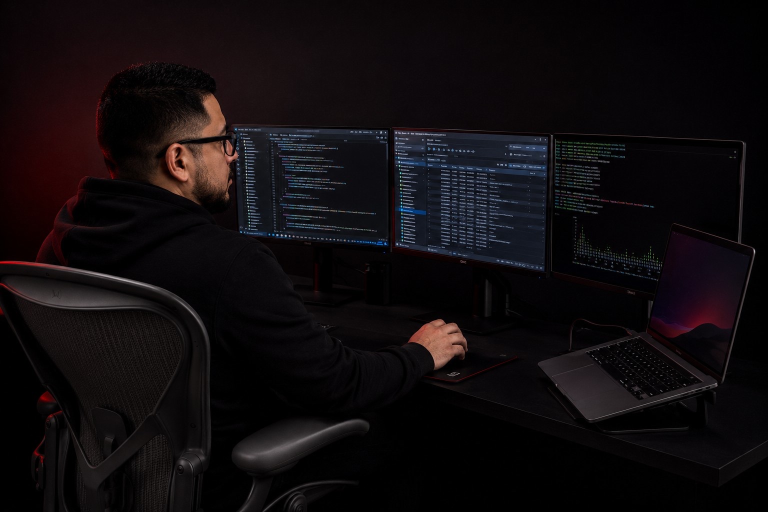 Rodrigo at his workstation